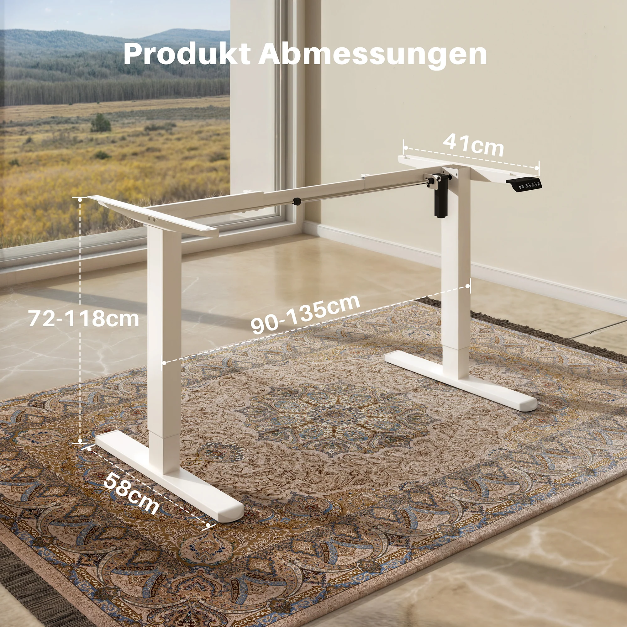 Basic Höhenverstellbarer Schreibtisch mit Entire Board Desktop - Image 9