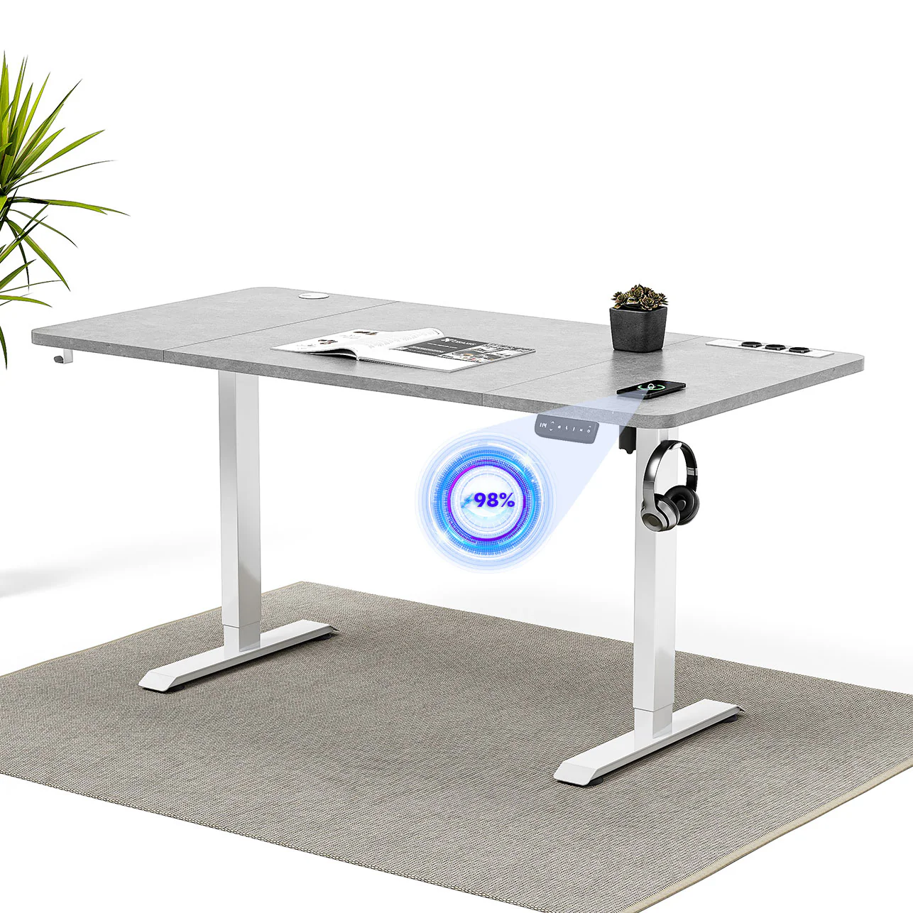 Elektrisch höhenverstellbarer Schreibtisch mit Steckdosenleiste und kabellosem Laden - Image 10