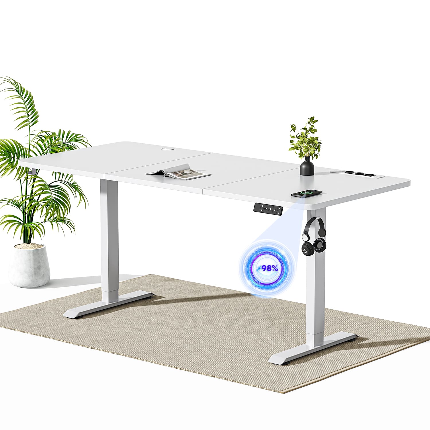 Elektrisch höhenverstellbarer Schreibtisch mit Steckdosenleiste und kabellosem Laden - Image 15