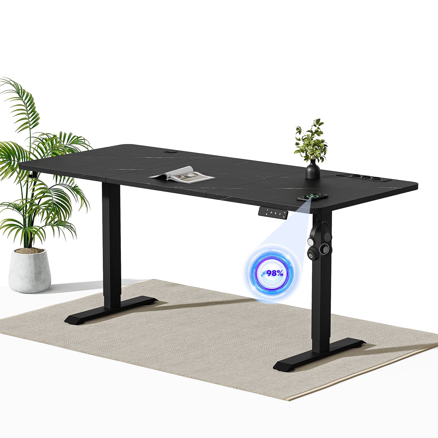 Elektrisch höhenverstellbarer Schreibtisch mit Steckdosenleiste und kabellosem Laden - Image 16