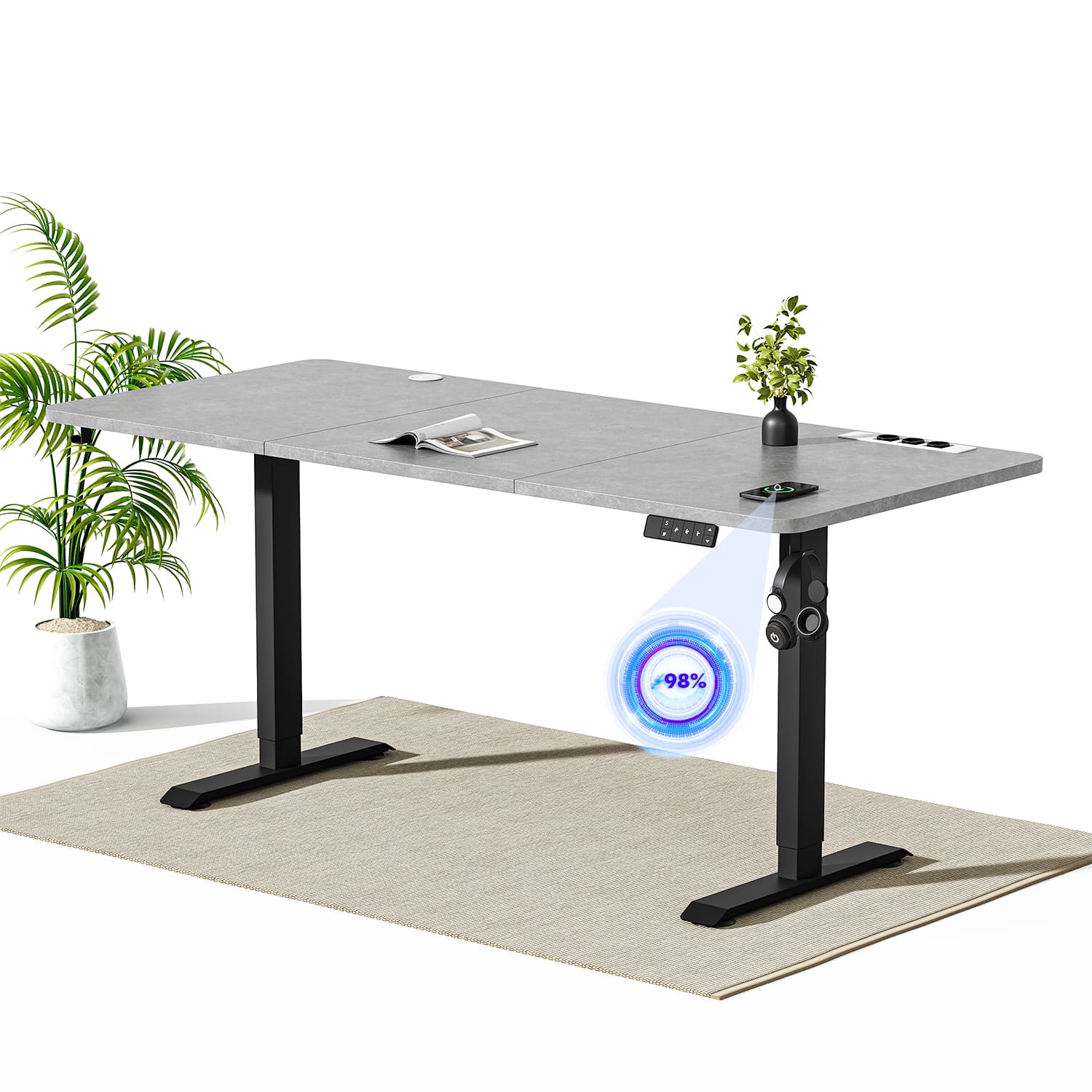 Elektrisch höhenverstellbarer Schreibtisch mit Steckdosenleiste und kabellosem Laden - Image 18