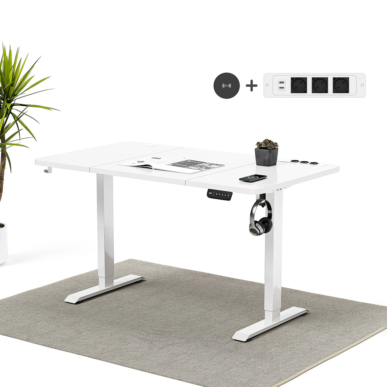 Elektrisch höhenverstellbarer Schreibtisch mit Steckdosenleiste und kabellosem Laden - Image 9