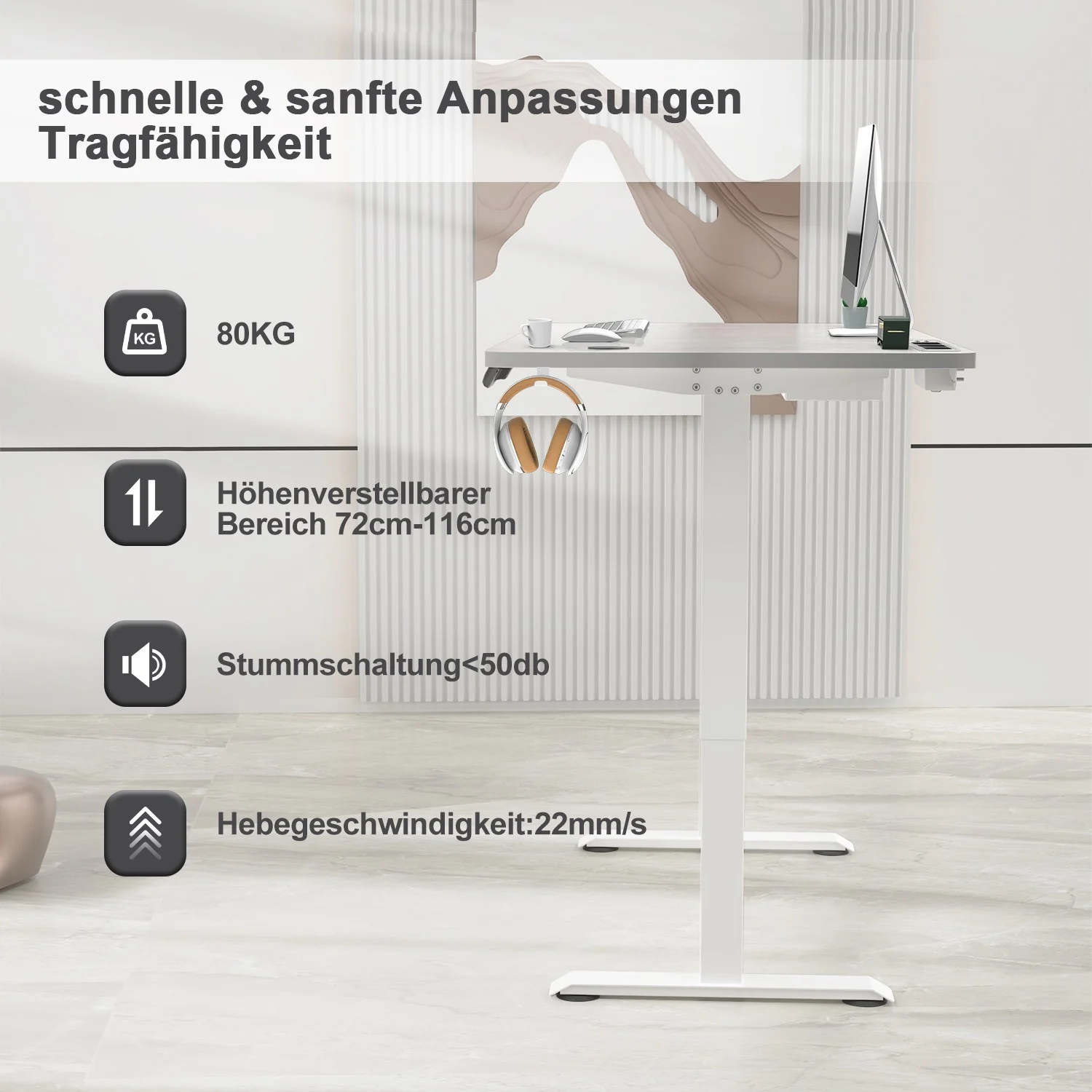 S2 Elektrisch höhenverstellbarer Schreibtisch mit Steckdosenleiste und kabellosem Laden - Image 7