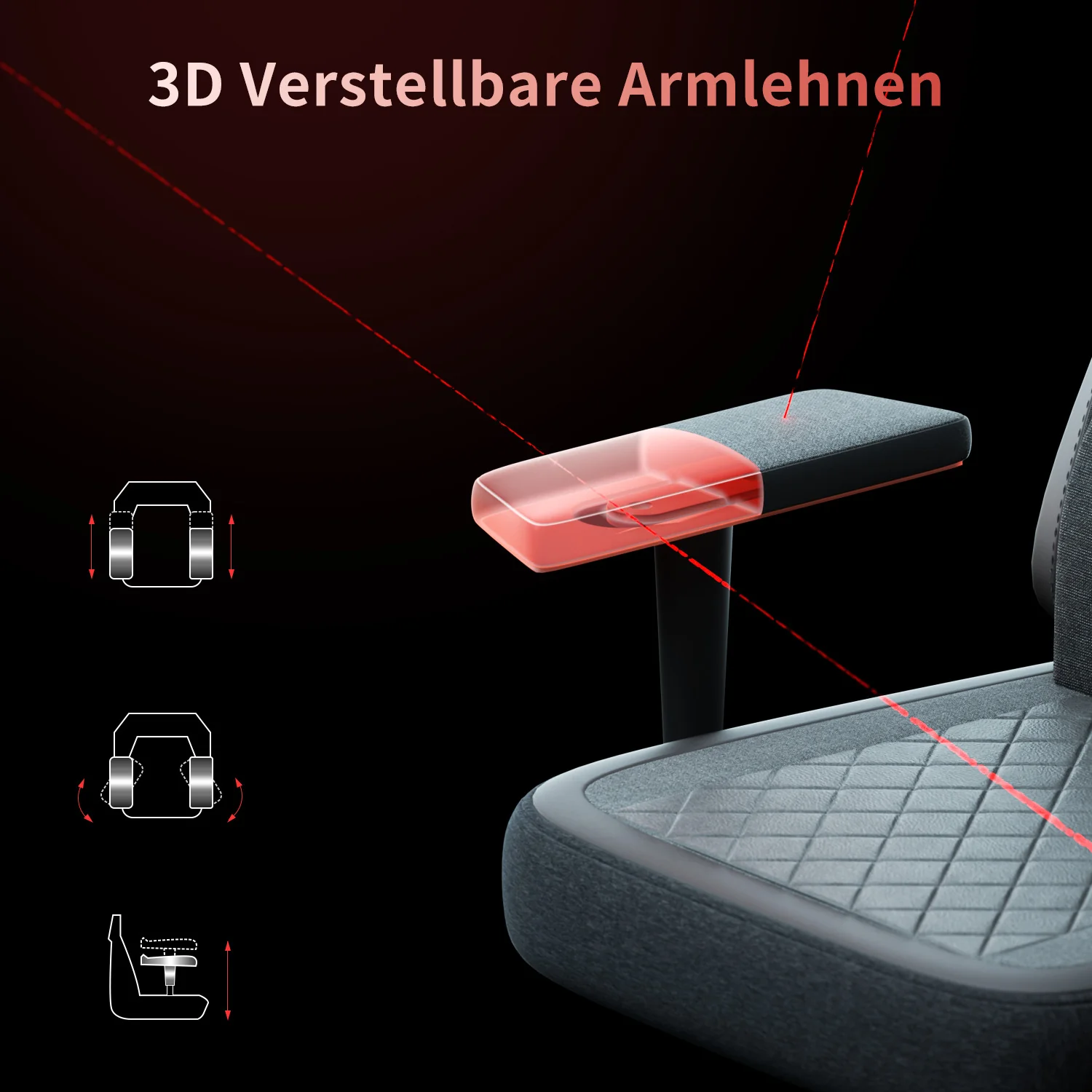 Ergonomischer Gaming Stuhl mit Fußstütze, Kopfstütze und Armlehne - Image 4